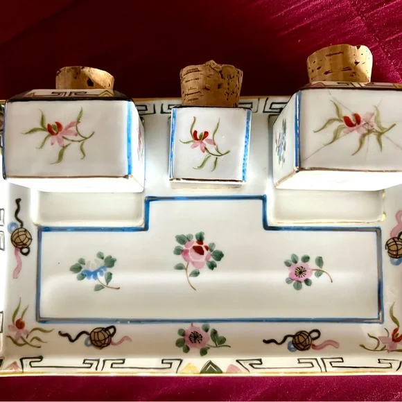 Inkwell or spice jar set, highly collectible,porcelain Nippon marked M Morimura - Picture 10 of 12